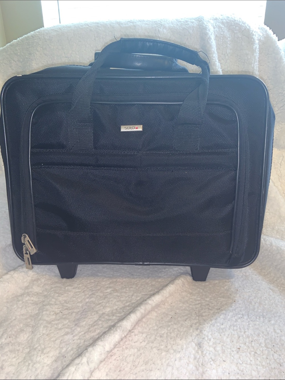 solo Black Rolling Laptop Briefcase with Front Organizer